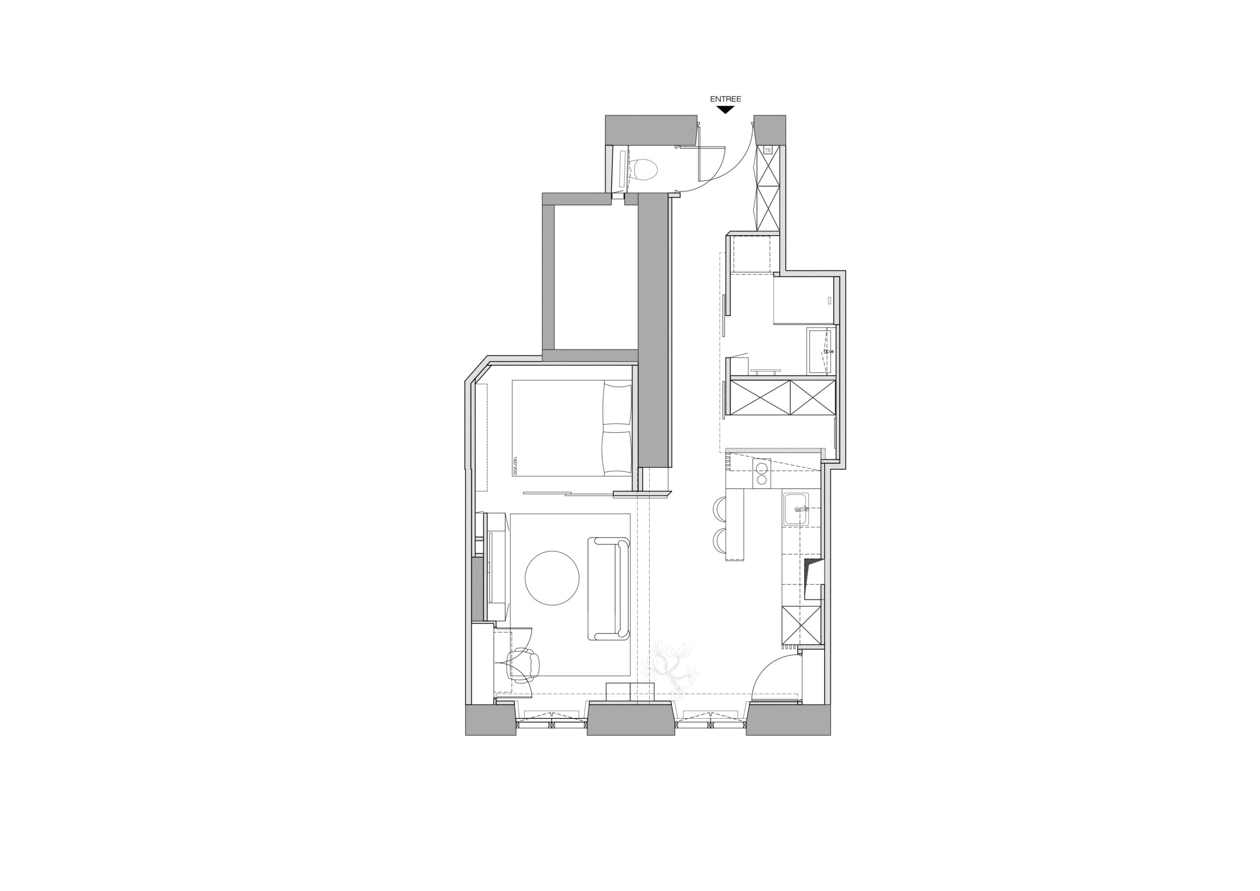 Projet Inkermann - Plan rénovation appartement Lyon 2 - Louise Garnier - architecte d'intérieur