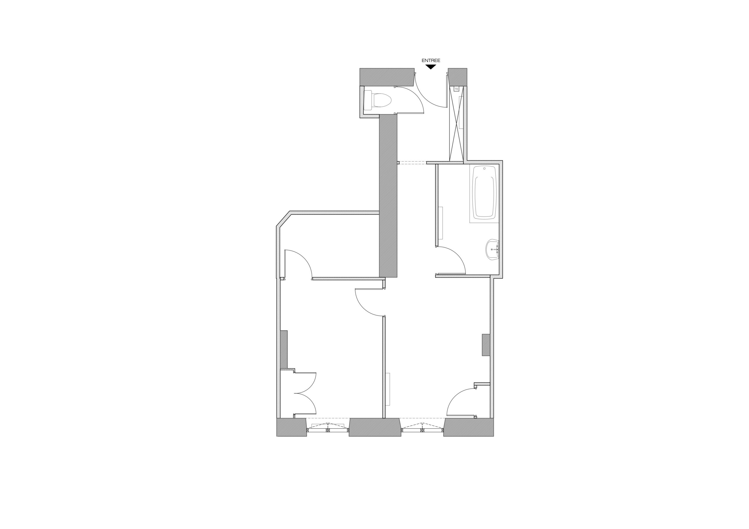 Projet Inkermann - Plan rénovation appartement Lyon 2 - Louise Garnier - architecte d'intérieur